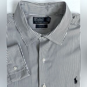 Polo Ralph Lauren Men's XXL Bradford Classic Fit‎ Black White Striped Button Up